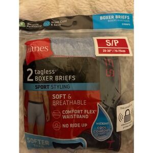 Hanes Boxer Briefs Men Small Blue Black New Tagless Sport Wicking 2-Pack 2396P2